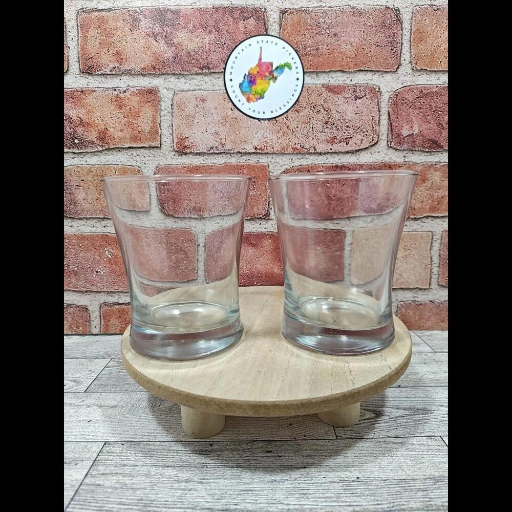 Vintage 4 ¼" Whiskey Juice Glass Tumblers Clear Set of 2